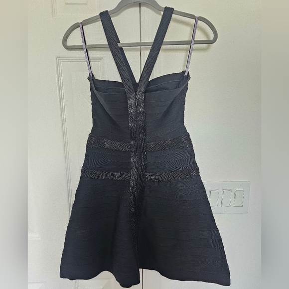 Authentic Herve Leger Portia A-line Beaded Bandage Dress- Black- Med - Picture 5 of 9